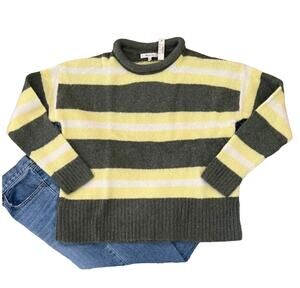 NWT Madewell Green/Yellow/ White Striped Fulton Pullover Sweater